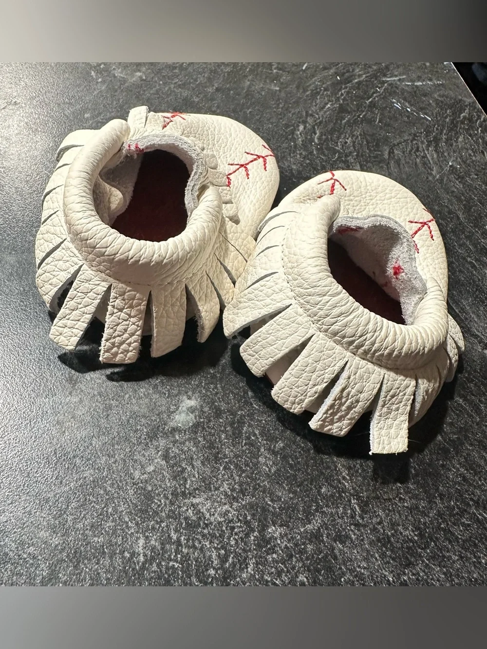 Like New Leather Baby Baseball Moccasins--sz 0-6 mos